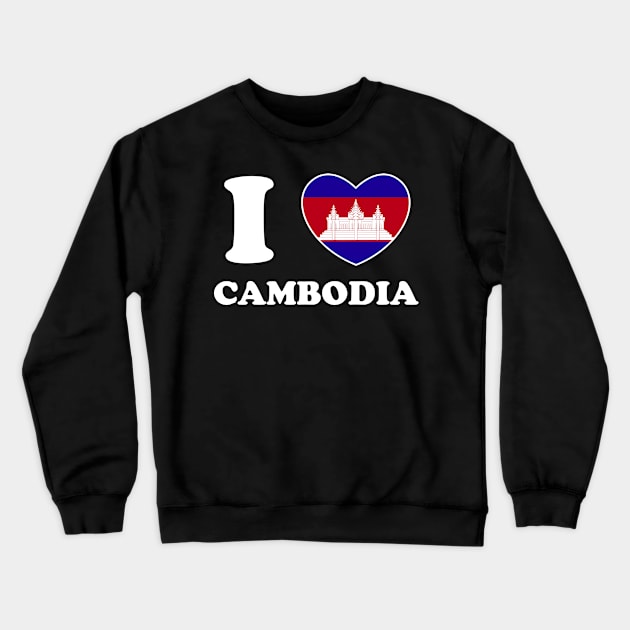 I Love Cambodia Heart Flag Women Men Kids Souvenir Crewneck Sweatshirt by BramCrye